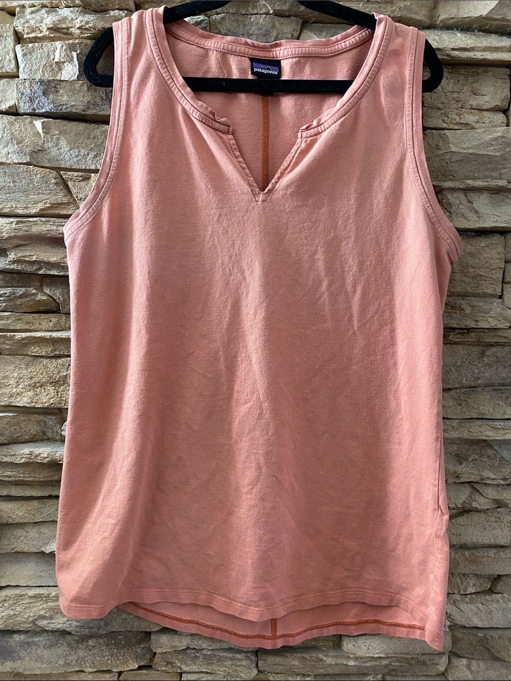 Patagonia Rose Pink Split Neck Sleeveless Knit Tank Top Medium